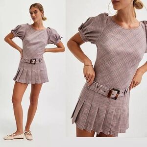 Free People Pink Plaid Dress